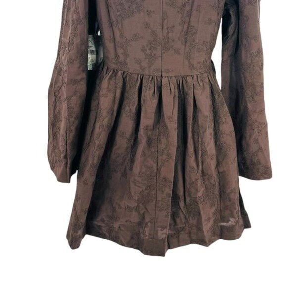 Hyacinth House | NEW Brown Becca V-Neckline Bell-Sleeved Mini Dress Size M - Picture 9 of 11